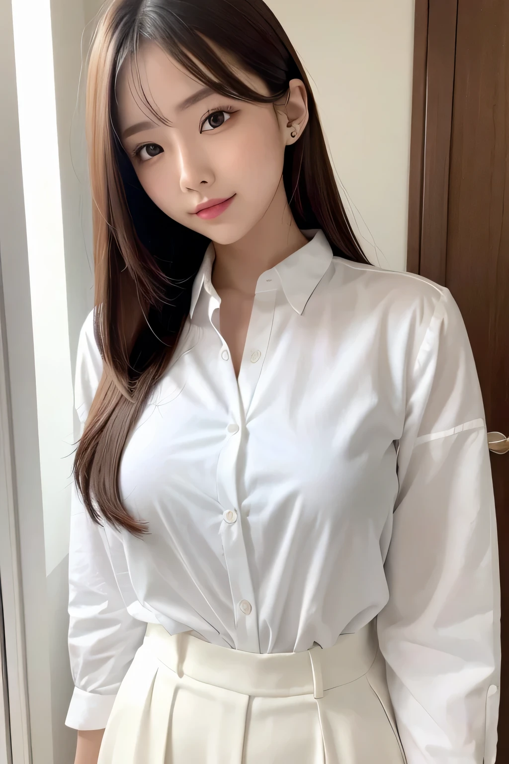 White clothes　shirt　woman　beautiful