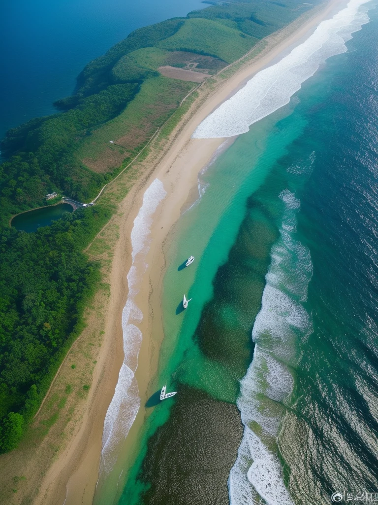 foto realistis hasil dokumenter dari sebuah drone , di daerah perairan pantai , realistis luar biasa , detail luar biasa , pengaturan cahaya luar biasa , penataan luar biasa , gambar luar biasa tajam , sudut pandang close up