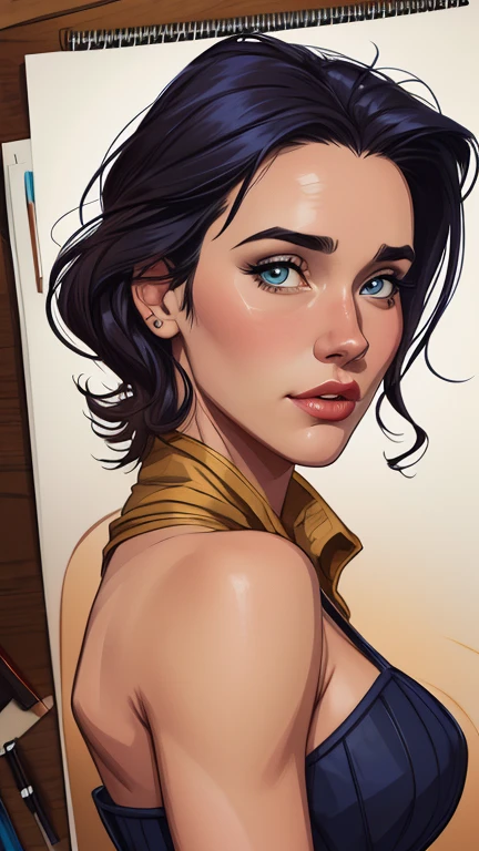 Personagem mulher estilo atompunk Fallout 4 Jennifer Connelly le com marcas de guerras Imagem de desenho animado de uma mulher .Ilustra??o estilo desenho animado, estilo de arte dos desenhos animados, estilo de arte dos desenhos animados, digital illustration style, estilo atompunk design de personagens altamente detalhado, arte digital detalhada coragem, Forest fan art, Design de personagens de retrato, beautiful digital illustration, retrato de alta qualidade, Arte em quadrinhos, mulher jovem cabelo com transas lindas . Queen Anna of ArendelleBeautiful lined eyes Medium large bust and wonderful sexy clothes. image expression of sexual desire from waist to head illustration Queen Anne of Arendelle atompunk style Fallout 4