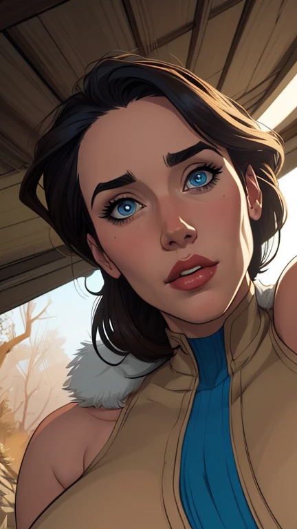 Personagem mulher estilo atompunk Fallout 4 Jennifer Connelly le com marcas de guerras Imagem de desenho animado de uma mulher .Ilustra??o estilo desenho animado, estilo de arte dos desenhos animados, estilo de arte dos desenhos animados, digital illustration style, estilo atompunk design de personagens altamente detalhado, arte digital detalhada coragem, Forest fan art, Design de personagens de retrato, beautiful digital illustration, retrato de alta qualidade, Arte em quadrinhos, mulher jovem cabelo com transas lindas . Queen Anna of ArendelleBeautiful lined eyes Medium large bust and wonderful sexy clothes. image expression of sexual desire from waist to head illustration Queen Anne of Arendelle atompunk style Fallout 4 The perspective is from below, enfatizando a majestade e o poder da Gigante."