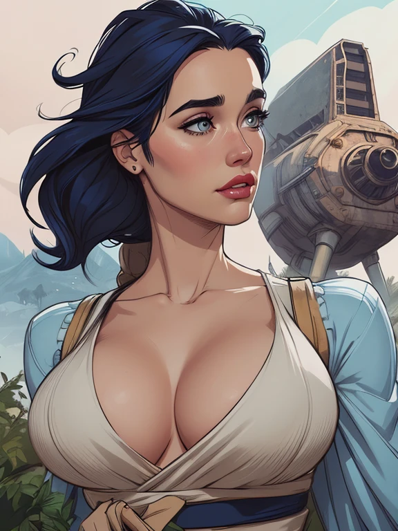 Personagem mulher estilo atompunk Fallout 4 Jennifer Connelly le com marcas de guerras Imagem de desenho animado de uma mulher .Ilustra??o estilo desenho animado, estilo de arte dos desenhos animados, estilo de arte dos desenhos animados, digital illustration style, estilo atompunk design de personagens altamente detalhado, arte digital detalhada coragem, Forest fan art, Design de personagens de retrato, beautiful digital illustration, retrato de alta qualidade, Arte em quadrinhos, mulher jovem cabelo com transas lindas . Queen Anna of ArendelleBeautiful lined eyes Medium large bust and wonderful sexy clothes. image expression of sexual desire from waist to head illustration Queen Anne of Arendelle atompunk style Fallout 4 The perspective is from below, enfatizando a majestade e o poder da Gigante."