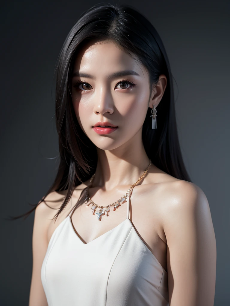 best quality, masterpiece, high resolution, 1 girl, transparent dress, hair accessories, necklace, jewelry, pretty face, Physically, Tyndall effect, actual, dark studio, edge lighting, Two-tone lighting, (High detail skin: 1.2), 8k ultra high definition, SLR camera, soft light, high quality, Volumetric light, frank, photo, high resolution, 4K, 8k, background blur,