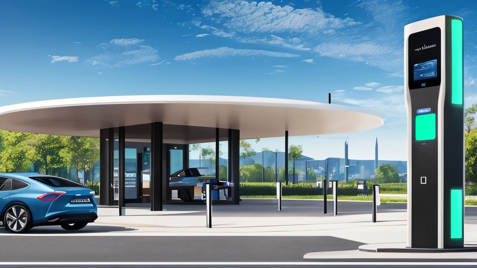 Best quality,4K,8K,high resolution,Masterpiece:1.2,Super detailed,Realistic:1.37,A charging station,Electric Vehicles,Quixel Megascans Render,Long shot,Wide-angle view,industry,Vibrant colors,Reflections on the body,Detailed texture of the charging cable,Impressive modern architecture,Tall and stylish charging column,The sunlight casts dramatic shadows,Raindrops on the windshield,Sparkling reflections on wet pavement,People who interact with charging stations,Green and sustainable energy concept,Innovative design,Intelligent technology integration,Transparent charging station,Integrated charging screen,Immerse yourself in the natural landscape,Natural and technological,Creative lighting effects,Electric cars in different colors,The charging station is located in a peaceful environment,Next-generation charging infrastructure,Easy and convenient charging experience,Smooth and futuristic design,Expand the network of charging stations,Advanced charging algorithms,Maximum efficiency and speed during charging,Seamless integration with mobile apps and payment systems