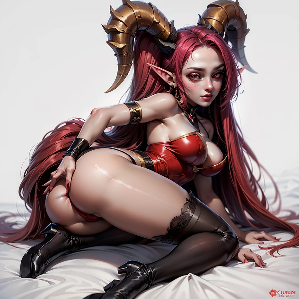 a close up of a cartoon of a woman with horns on her head, succubus in tight short dress, beautiful succubus, succubus, demoness, tiefling, demon girl, tiefling from d & d, demon anime girl, succubus | medieval, succubus in sundress portrait, very sexy devil outfit, cheeky devil, commission for high res