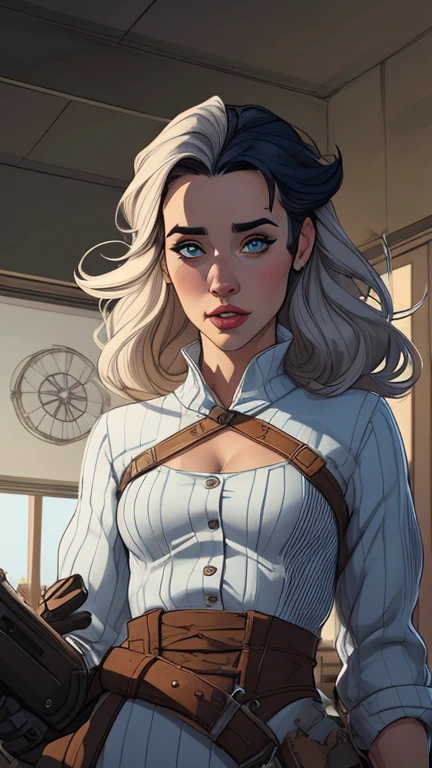 Personagem mulher estilo armed with a 38 western style revolver atompunk Fallout 4 Jennifer Connelly le com marcas de guerras Imagem de desenho animado de uma mulher .Ilustra??o estilo desenho animado, estilo de arte dos desenhos animados, estilo de arte dos desenhos animados, digital illustration style, estilo atompunk design de personagens altamente detalhado, arte digital detalhada coragem, Forest fan art, Design de personagens de retrato, beautiful digital illustration, retrato de alta qualidade, Arte em quadrinhos, mulher jovem cabelo com transas lindas . Queen Anna of ArendelleBeautiful lined eyes Medium large bust and wonderful sexy clothes. image expression of sexual desire from waist to head illustration Queen Anne of Arendelle atompunk style Fallout 4 The perspective is from below, enfatizando a majestade e o poder da Gigante." armed with a 38 western style revolver 