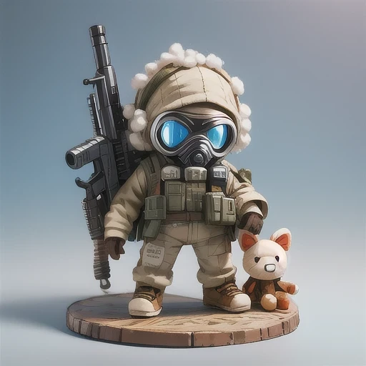 Alafud Soldier with gas mask and gun, Sanya Toys, Guerrilla, vinyl toy figurine, Highly detailed toys, Future combat equipment, Stop motion vinyl characters, Soldier, Marmoset Rendering, camouflage equipment, Octane Rendering”, Octane Rendering ”, Ninja, Vinyl Action Figures, Personagem pequeno. Unreal Engine 5,(((Pure cotton plush)))
