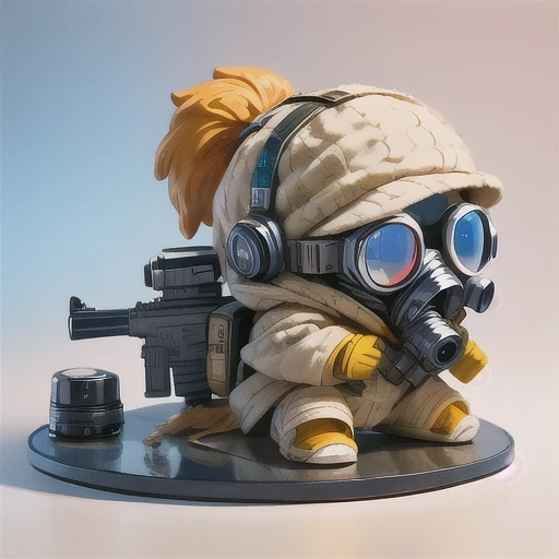 （（side angle））Alafud Soldier with gas mask and gun, Sanya Toys, Guerrilla, vinyl toy figurine, Highly detailed toys, Future combat equipment, Stop motion vinyl characters, Soldier, Marmoset Rendering, camouflage equipment, Octane Rendering”, Octane Rendering ”, Ninja, Vinyl Action Figures, Personagem pequeno. Unreal Engine 5,(((Pure cotton plush)))