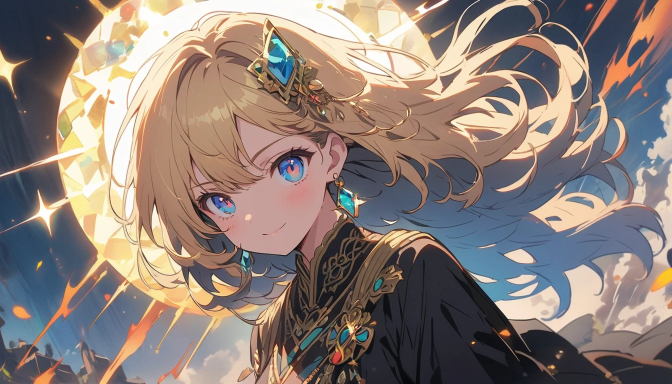 1Girl, Diamond decoration, Diamond in the rough background,(Diamond jewel), Mysterious,Beautiful gemstone background、Jewelry decoration、 BREAK,(Top Quality, Masterpiece, High Resolution, Detail), Anime Style, Flat Style,dynamic angle, (Shining Eyes, Detailed Beautiful Face), BREAK,Beautiful gemstones are scattered in the background、Fantasy、Dynamic Angle、Anime