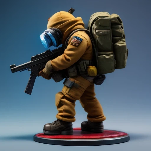 ((side angle))Alafud Soldier with gas mask and gun, Sanya Toys, Guerrilla, vinyl toy figurine, Highly detailed toys, Future combat equipment, Stop motion vinyl characters, Soldier, Marmoset Rendering, camouflage equipment, Octane Rendering”, Octane Rendering ”, Ninja, Vinyl Action Figures, Personagem pequeno. Unreal Engine 5,(((Pure cotton plush)))