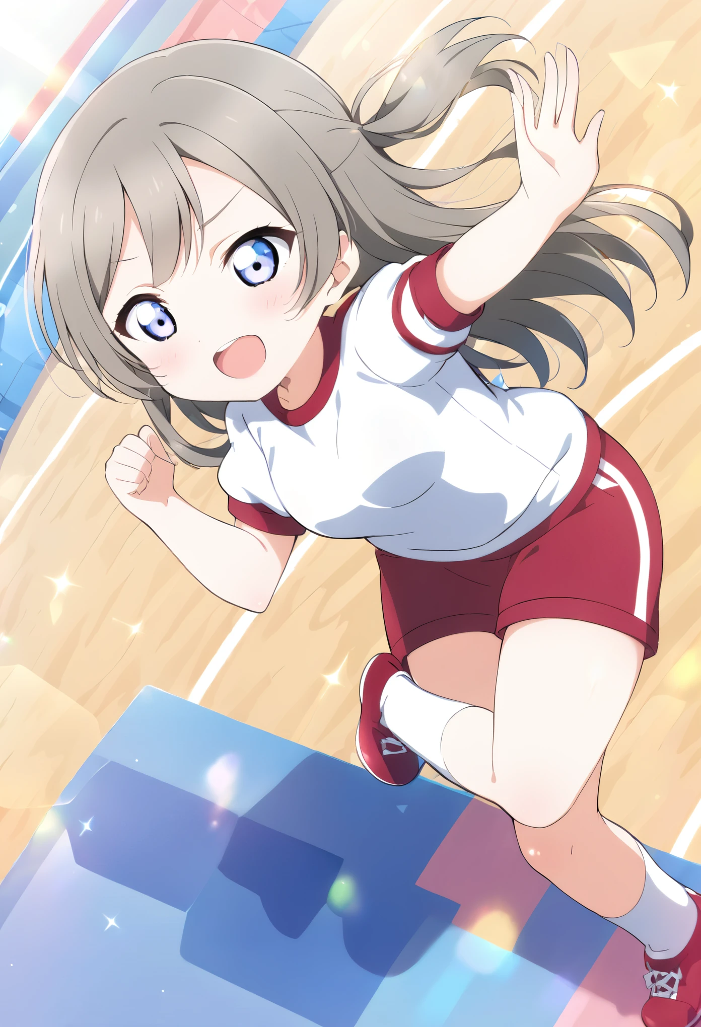 1 girl Love Live Watanabe You Gym uniform Jump chibi anime style