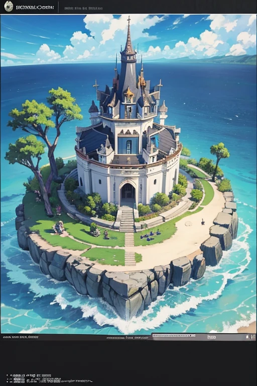 fantasy world, estilo isekai de anime, zona de comercio en la playa, estilo pixel art