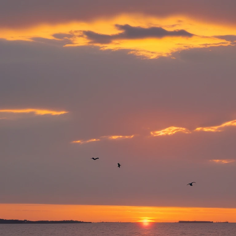 A bird is alone,In the sunset, it looks particularly