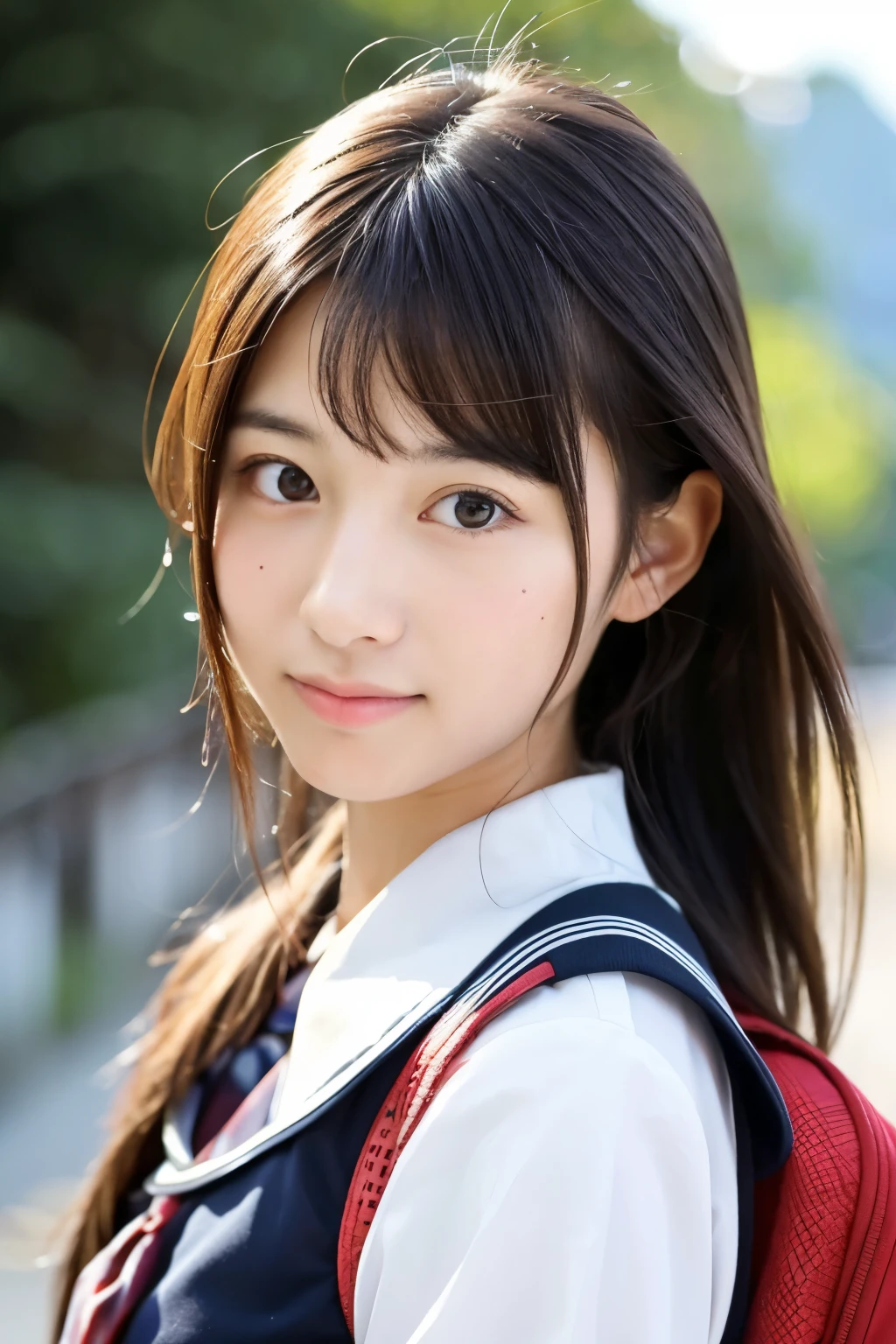 A beautiful Japanese high school girl