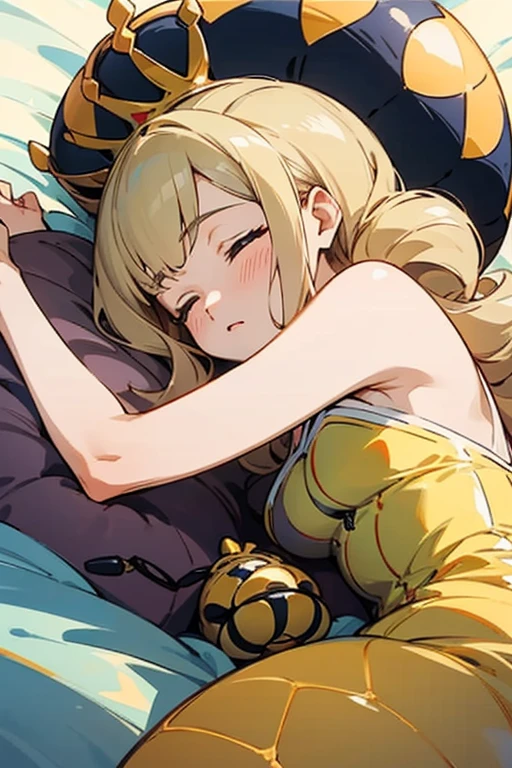 queen ant as adult anime girl sleeping with queen bee as adult anime girl in the beehive