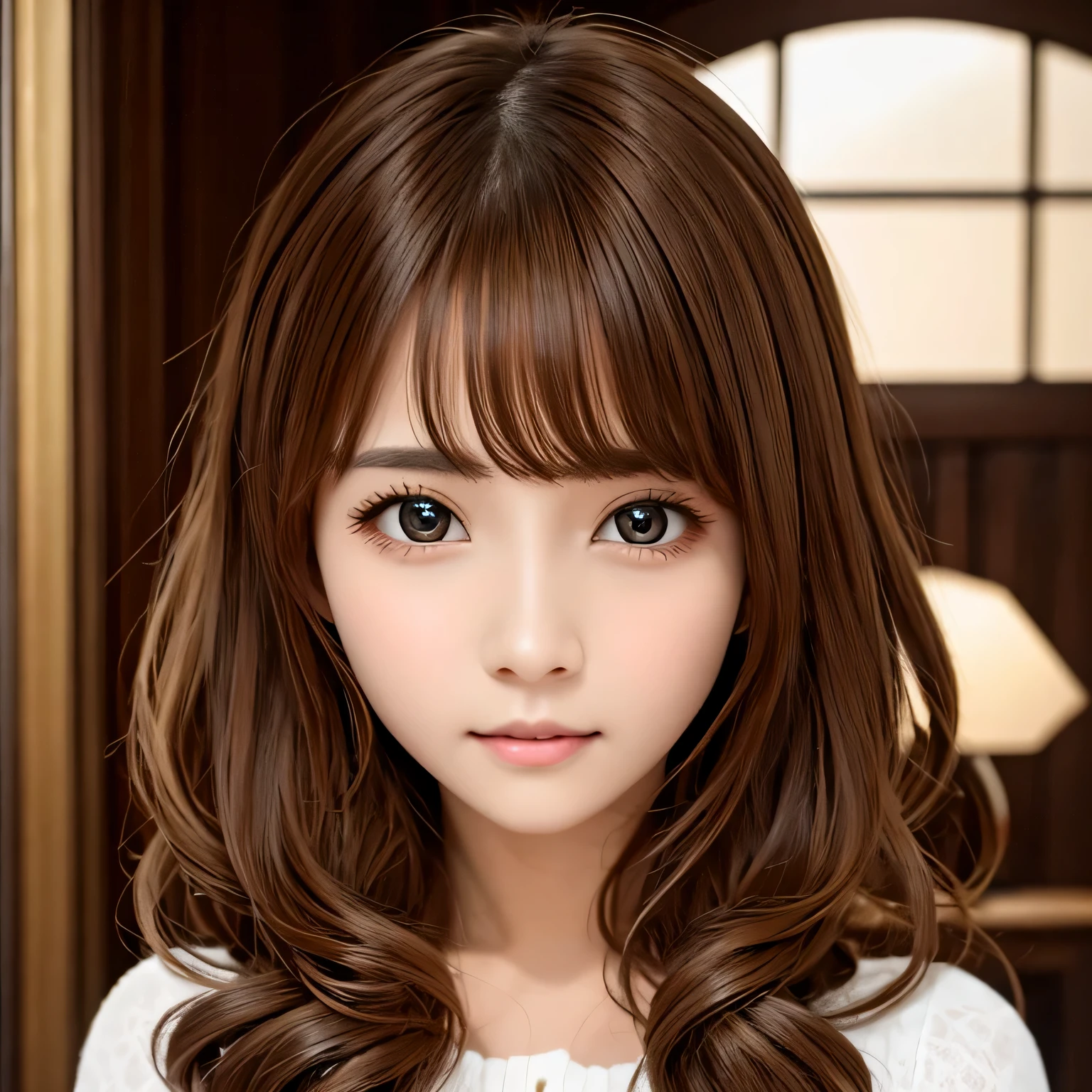(Highest quality raw photo), 8Kimage, Real live-action, masterpiece, Shiny light brown hair, curly hair, Delicate, large, beautiful eyes, Stunningly beautiful woman, A woman as lovely as an angel, natural texture,
