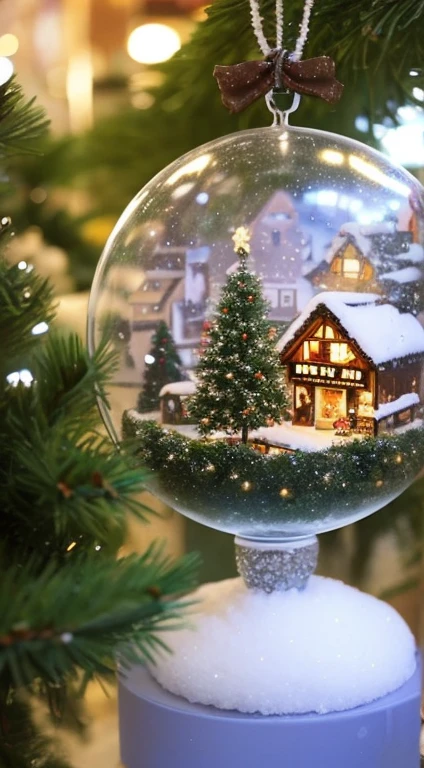 1 Snow Globe　A real town in the glass　street tree　Ghibli　german christmas market