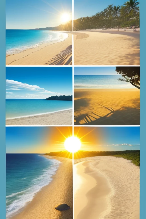 Pamphlet design with the sun and beaches on a sunny day 
