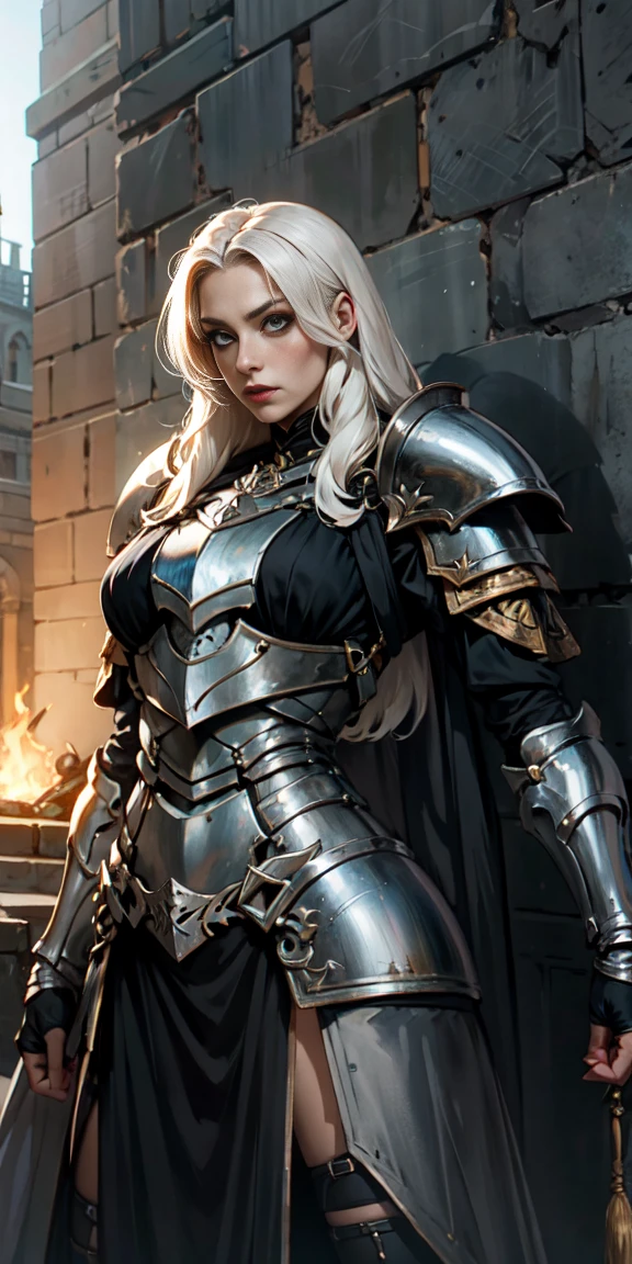 Female Knight in Sexy Black Metal Armor