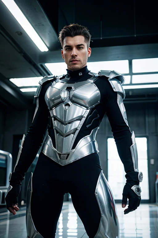 Silverhawks quicksilver, steelheart, con un estilo moderno con efectos fx, 8k, hight textures and details, luces reflejantes en su traje, con traje moderno