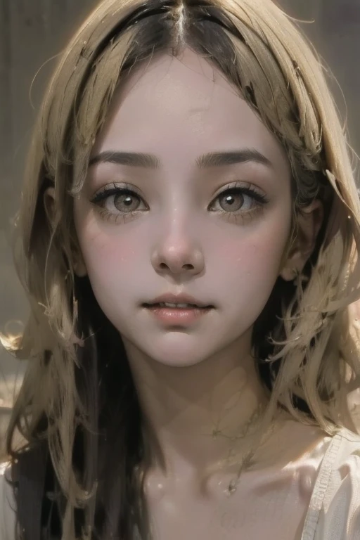 super long silky straight blonde hair、Beautiful blonde girl posing in a white top、Bangs between the eyes、Slap in the face、Bangs that cover the eyes、Blonde hair between the eyes、beautiful girl in real life、-yeld ble beautiful girl、Beautiful platinum blonde beauty、so beautiful, bright, 大きなbright青い目、very big bright eyes、Small Face Beauty