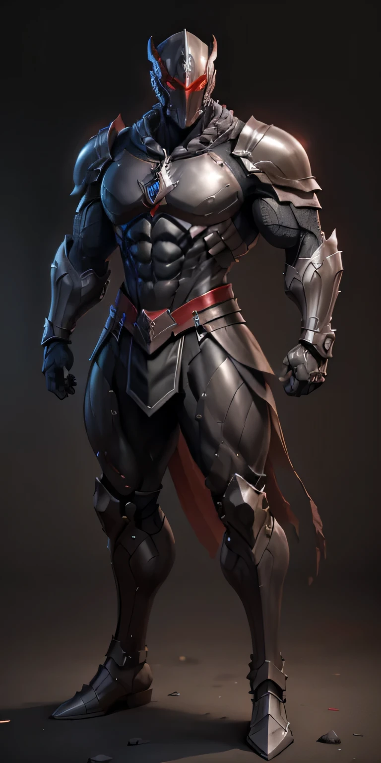 ((Black and scarlet armor.)) Stormcast Eternal from Age Of Sigmar, frontal, One-piece helmet, with a mask that represents an expressionless male face, Stormcast Eternal soldier, Stormcast Eternal armor, full-length, looking at the camera, facing the audience, standing pose, simple background, three-dimensional light, detailed full-body concept, muscular male, bodybuilder body, Huge muscles, huge pecs, huge chest, bulky pecs, broad shoulders (300 pounds) male, solo, sleek digital concept art, beautiful full-body concept art, art trend, CGsociety full-length, Black and scarlet armor. (massive, huge, muscular, Gigachad) body full of huge muscles; muscle and bulge pecs, huge pecs, ((massive pectorals)) ((huge pectorals)) ripped abs, V-shaped body, thick waist, long legs, strong arms manly, muscular thighs, bulging biceps. A muscular bodybuilder in the making. A potential PRO competitive bodybuilder and bulging neck. ((Black and scarlet armor.))