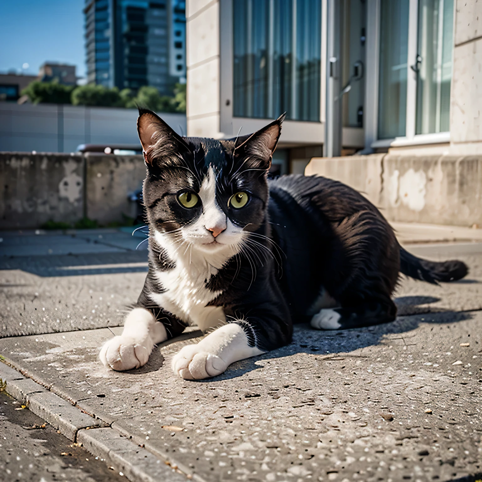 cat on concrete