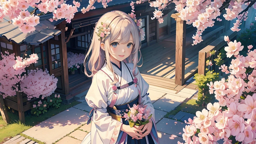highest quality、Masterpiece、Official Art、8k、🌸、🌸Fractal Art、1girl、spring、encounter、SakuraFubuki、A cute smile for the audience、