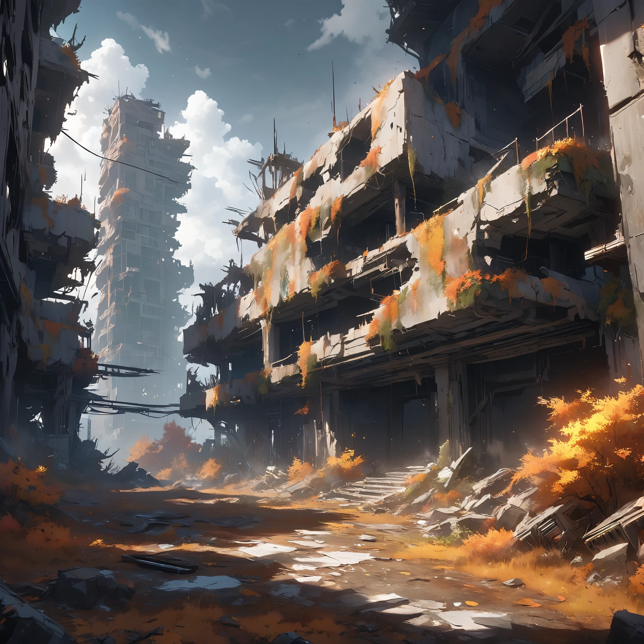 Autumn noise futuristic post apocalyptic ruins