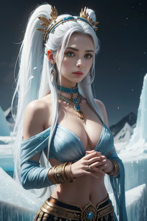 Ancient, noble goddess, Althena, icy hair, rings, female creature, prehistoric era, Divine,