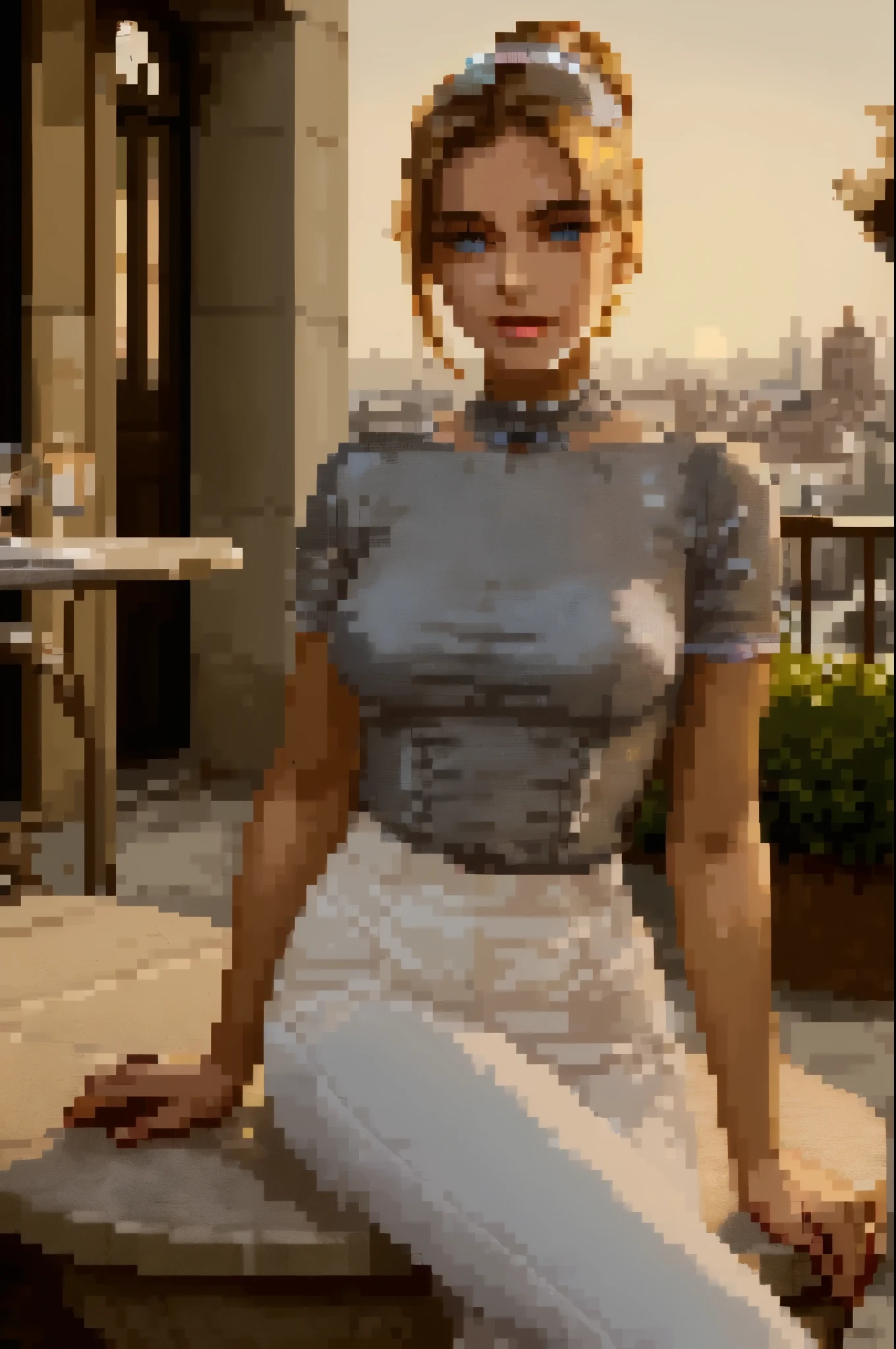 masterpiece, best quality, extremely detailed, hyperrealistic, photorealistic, pixel art, a beautiful 20s french model