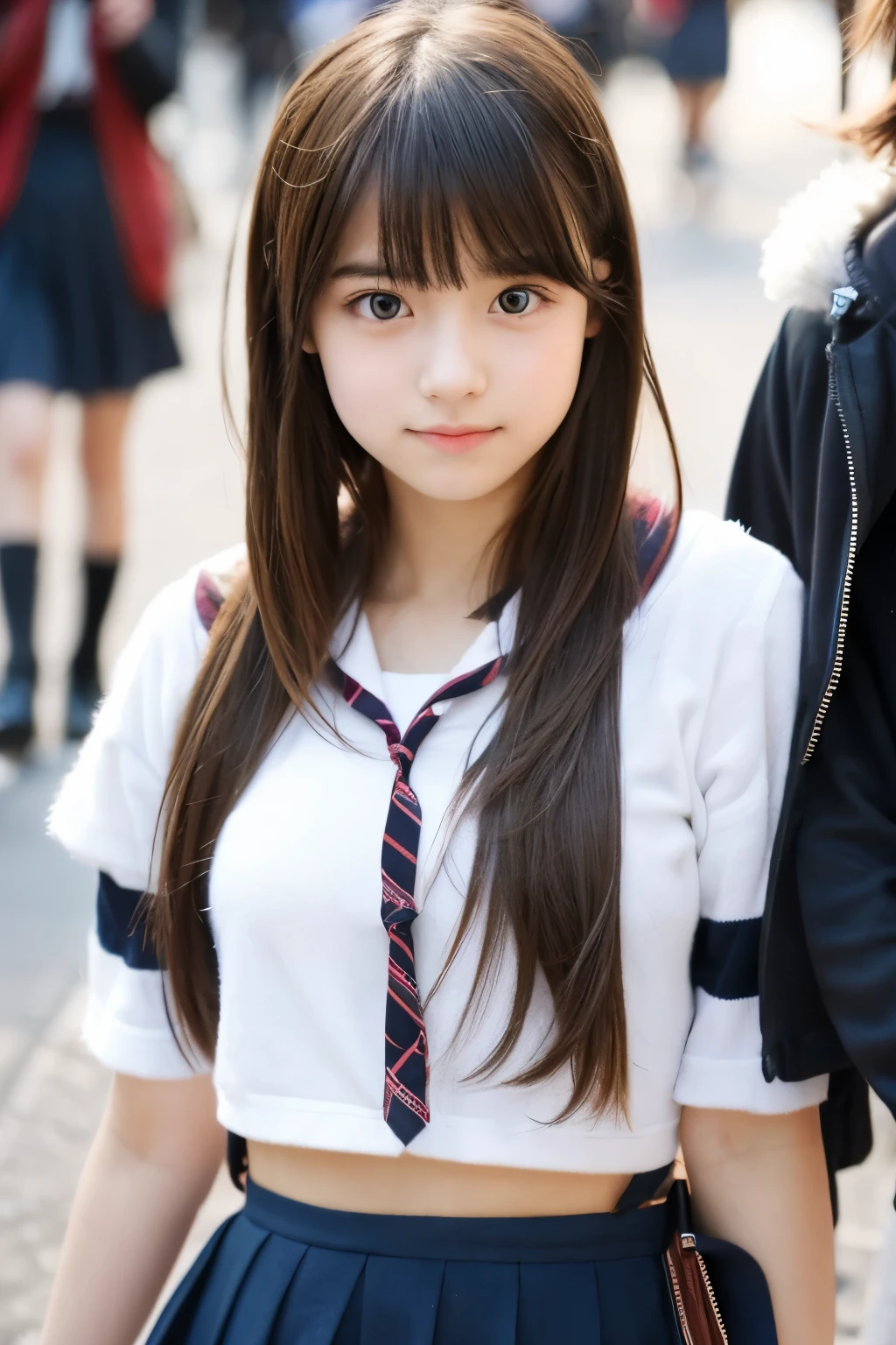 band girl, medium-length hair, cute girl, young, big beady eyes, teenagers