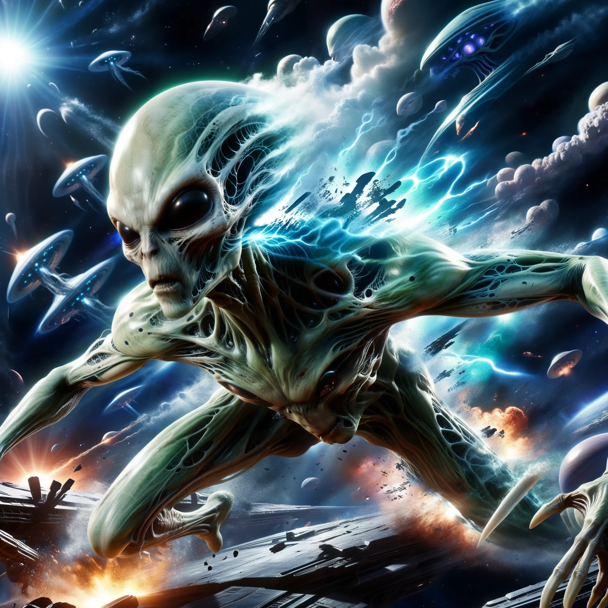 Worlds fracture under the relentless assault of a superior alien race, leaving devastation in their wake