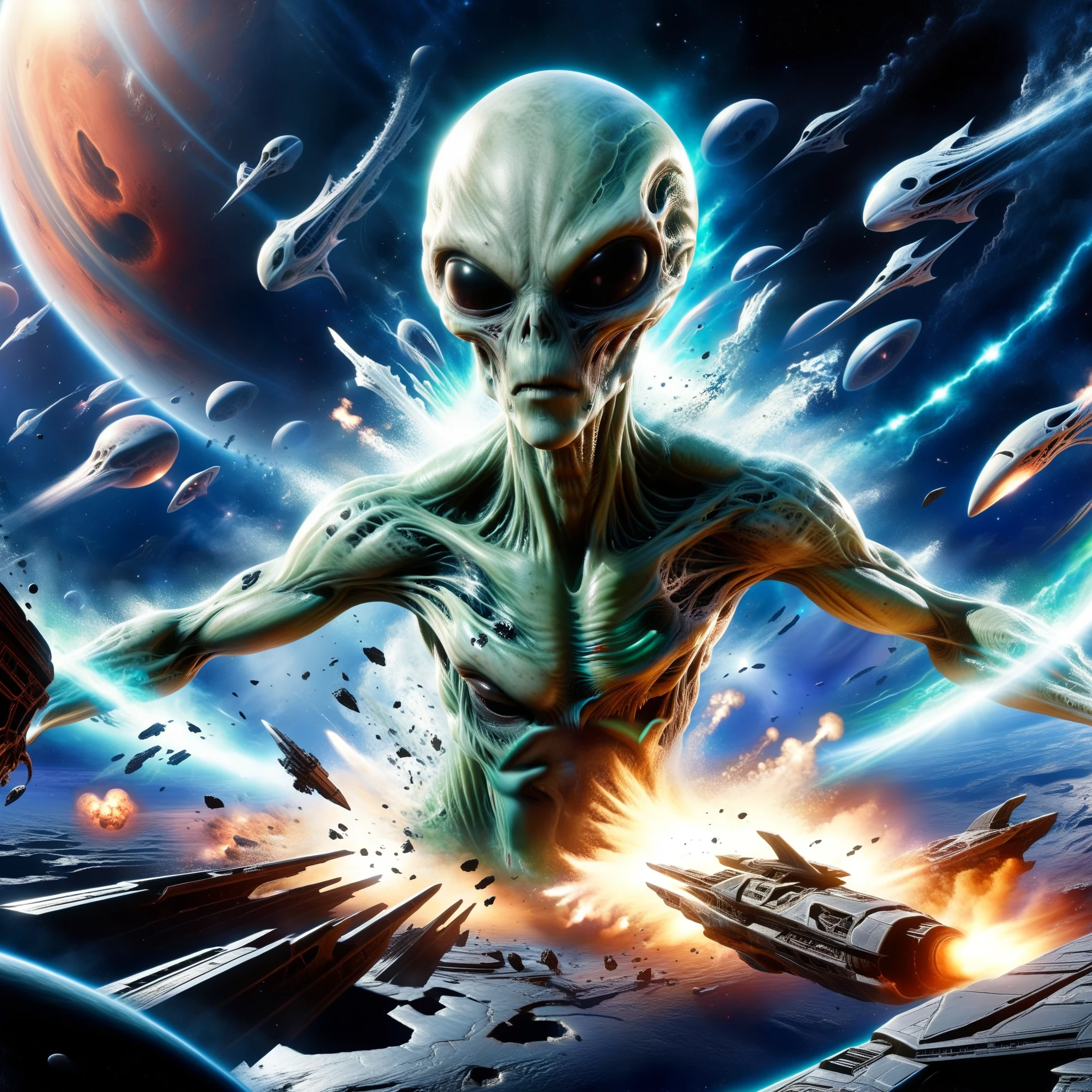 Worlds fracture under the relentless assault of a superior alien race, leaving devastation in their wake