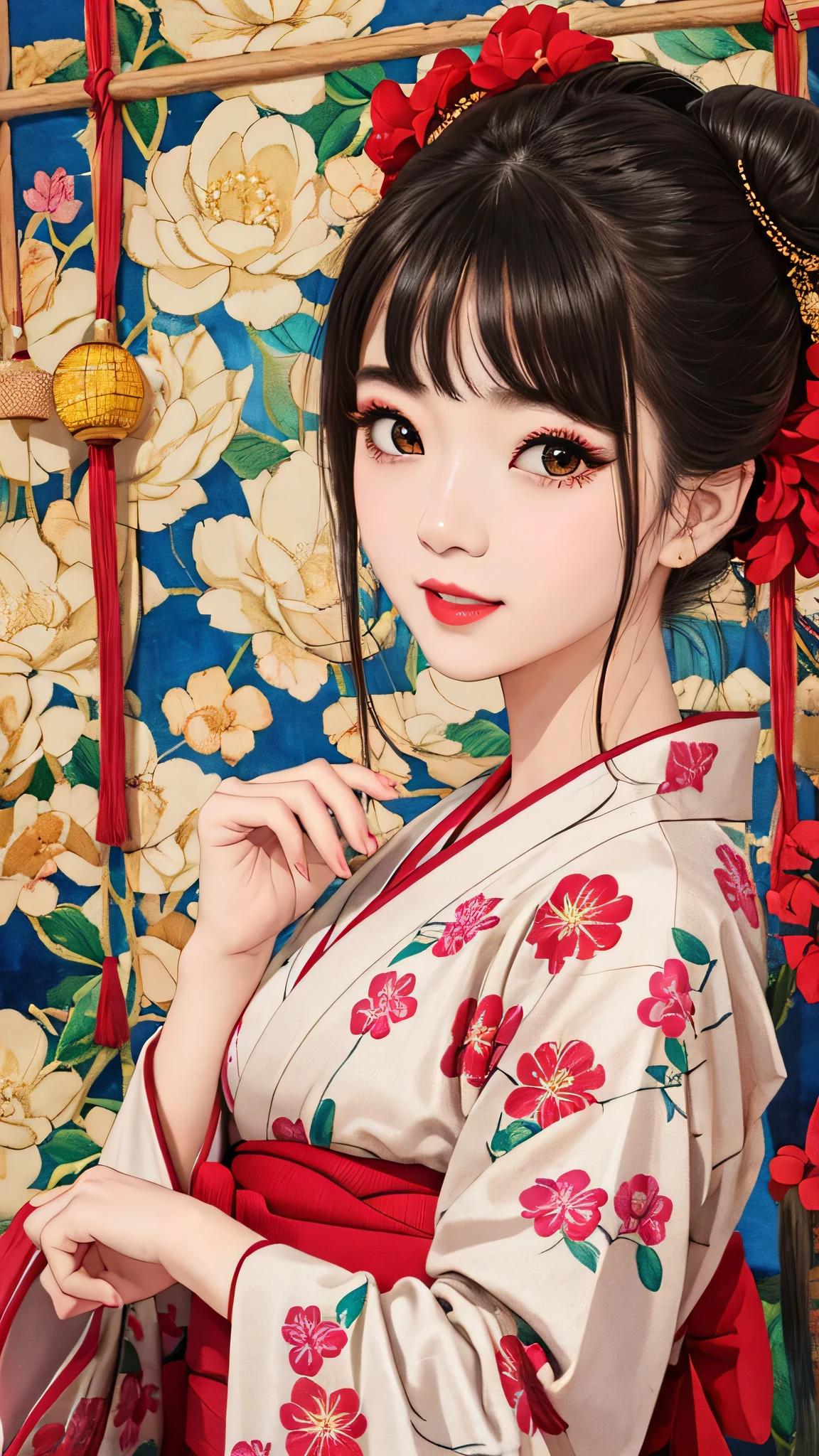 Each has a different expression2People and sisters、(2 girls)、⦅Dancing traditional arts with grace)、((Big Breasts、Small Face、Not exposed))、highest quality、masterpiece、(Black Hair、Bun Hair)、Brown Eyes、⦅Wide angle、Angle from above the waist、Pause on the magazine cover、Their gazes are different, gazing into the distance⦆、(8K high quality、masterpiece、High resolution、Realistic and beautiful light and shadow、(highest quality)、(High Resolution)、(Very delicate and beautiful)、(Beautiful 8k face)、(With a smile、Beautiful eyes)、(Clear skin)、(Soft hair)、(8Head to Body)、(A Japanese style yukata kimono with red, pink and orange floral patterns on a white background, interspersed with gold powder、Wearing a yukata2Beautiful Japanese girls)、((Tanabata decoration background))、((Small Face))、(arms up)、Thin and small nose、(Red lipstick)、(Make your cheeks red)、(Glossy skin)、((Ink painting style))、Very thin eyebrows、Overall ultra-high image quality、(She is wearing maiko-style makeup.)、Whitening、Long and beautiful eyelashes、Glowing Skin、(Red cheeks),Straight nose、masterpiece、highest quality、whole body、 Eyebrows visible through hair、Bun Hair、Grin、Gal、Kogal、Viewer's Eyes、Plaid、Stylish、woman、fine、Pause、
Waiting to start