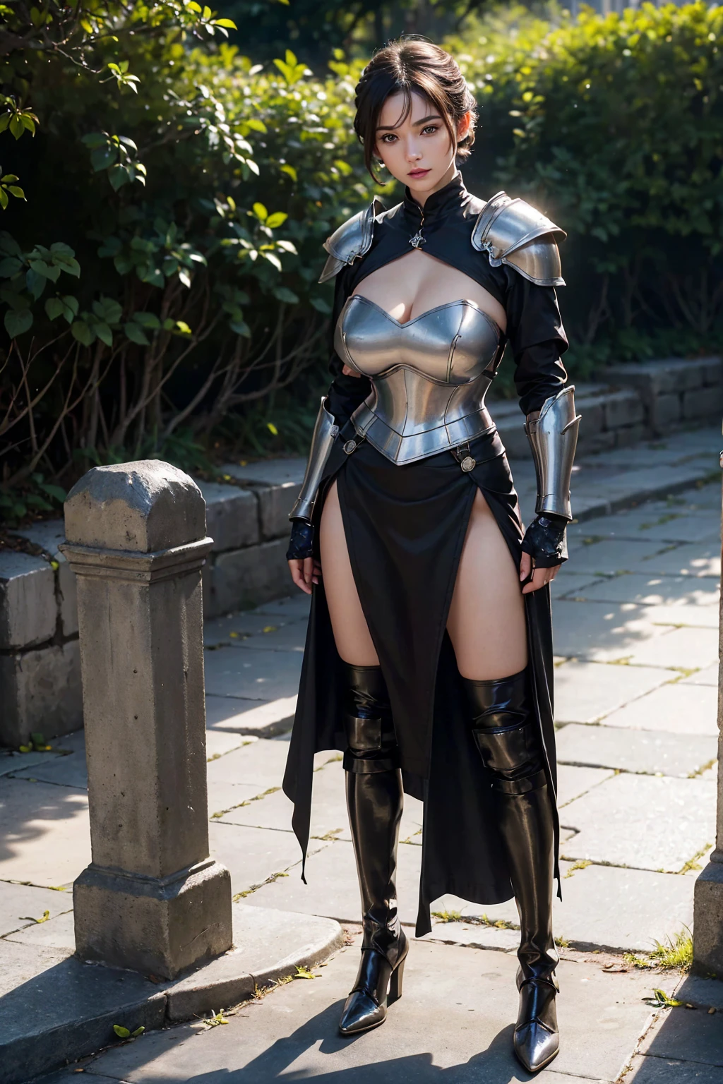 Sexy woman open body muscular four breasts big red eyes cat ear metal arm metal boots red metal panties nsfw