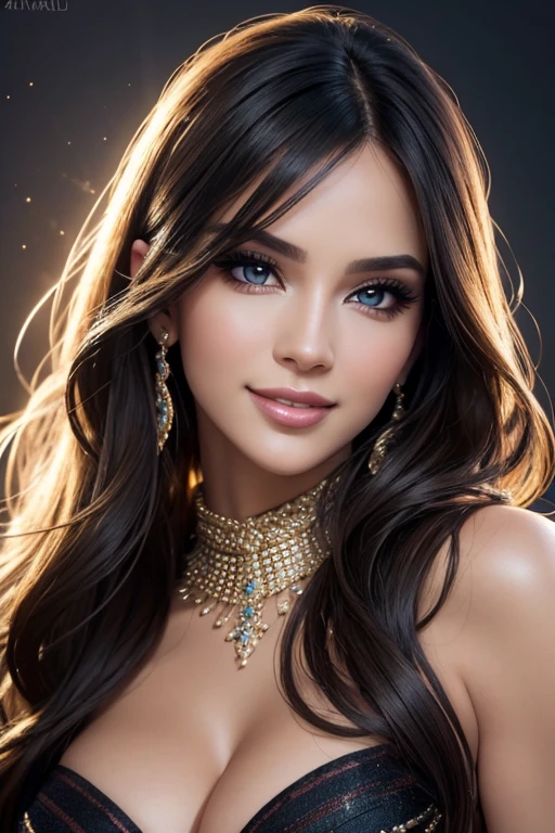 (best quality,4k,realistic:1.37),beautiful detailed eyes,beautiful detailed lips,extremely detailed face,longeyelashes,gorgeous flawless skin,luxurious hair,professional studio lighting,vivid colors,Lisa Ann,full make up,smiling in the camera,confident and radiant expression,fashionable outfit,stylish accessories,soft and glowing complexion,artistic portrait style,subtle color grading,warm and flattering lighting