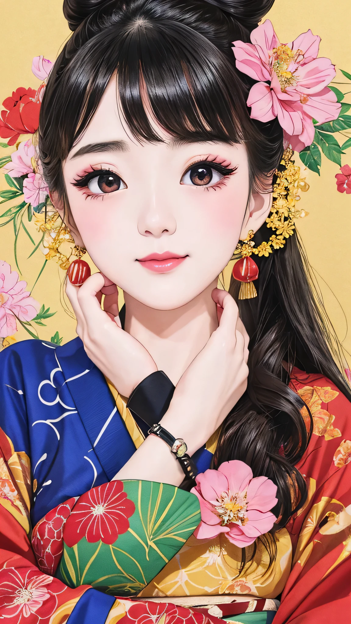 Each has a different expression2People and sisters、(2 girls)、⦅Dancing traditional arts with grace)、((Big Breasts、Small Face、Not exposed))、highest quality、masterpiece、(Black Hair、Bun Hair)、Brown Eyes、⦅Wide angle、Angle from above the waist、Pause on the magazine cover、Their gazes are different, gazing into the distance⦆、(8K high quality、masterpiece、High resolution、Realistic and beautiful light and shadow、(highest quality)、(High Resolution)、(Very delicate and beautiful)、(Beautiful 8k face)、(With a smile、Beautiful eyes)、(Clear skin)、(Soft hair)、(8Head to Body)、(A Japanese style yukata kimono with red, pink and orange floral patterns on a white background, interspersed with gold powder、Wearing a yukata2Beautiful Japanese girls)、((Tanabata decoration background))、((Small Face))、(arms up)、Thin and small nose、(Red lipstick)、(Make your cheeks red)、(Glossy skin)、((Ink painting style))、Very thin eyebrows、Overall ultra-high image quality、(She is wearing maiko-style makeup.)、Whitening、Long and beautiful eyelashes、Glowing Skin、(Red cheeks),Straight nose、masterpiece、highest quality、whole body、 Eyebrows visible through hair、Bun Hair、Grin、Gal、Kogal、Viewer's Eyes、Plaid、Stylish、woman、fine、Pause、
Waiting to start