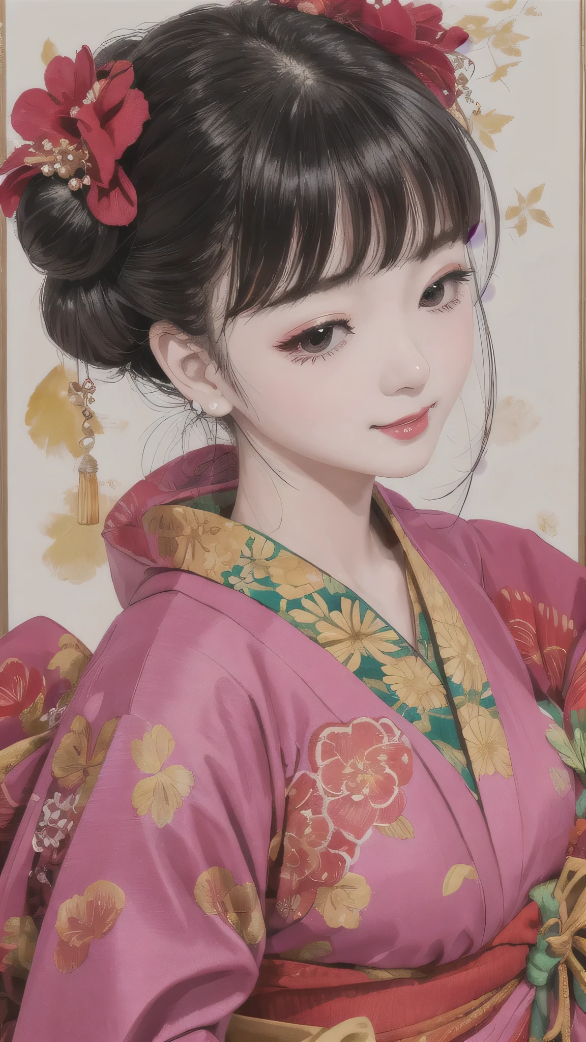 Each has a different expression2People and sisters、(2 girls)、⦅Dancing traditional arts with grace)、((Big Breasts、Small Face、Not exposed))、highest quality、masterpiece、(Black Hair、Bun Hair)、Brown Eyes、⦅Wide angle、Angle from above the waist、Pause on the magazine cover、Each person has a different perspective when looking into the distance⦆、(8K high quality、masterpiece、High resolution、Realistic and beautiful light and shadow、(highest quality)、(High Resolution)、(Very delicate and beautiful)、(Beautiful 8k face)、(Smiling and closing your eyes、Beautiful eyes)、(Clear skin)、(Soft hair)、(8Head to Body)、(A Japanese style yukata kimono with red, pink and orange floral patterns on a white background, interspersed with gold powder、Five beautiful Japanese girls wearing yukata)、((Tanabata decoration background))、((Small Face))、(arms up)、Thin and small nose、(Red lipstick)、(Make your cheeks red)、(Glossy skin)、((Ink painting style))、Very thin eyebrows、Overall ultra-high image quality、(She is wearing maiko-style makeup.)、Whitening、Long and beautiful eyelashes、Glowing Skin、(Red cheeks),Straight nose、masterpiece、highest quality、whole body、 Eyebrows visible through hair、Bun Hair、Grin、Gal、Kogal、Viewer's Eyes、Plaid、Stylish、woman、fine、Pause、
Waiting to start