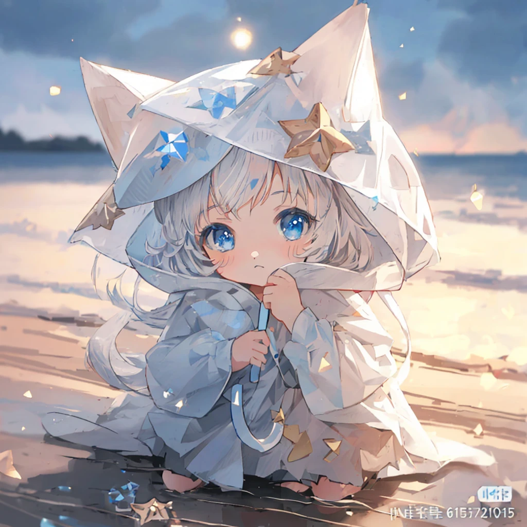 Anime girl sitting on beach in white hat and blue eyes, cute anime catgirl, Cute anime, Cute detailed digital art, very beautiful cute catgirl, lovely art style, Very beautiful anime cat girl, beautiful anime catgirl, cute artwork, adorable digital art, White Cat Girl, Guviz-style artwork, Cute!! tchibi!!! cat woman