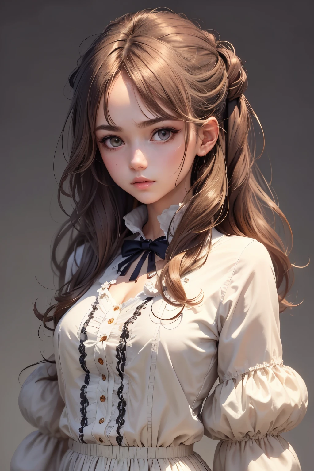 (masterpiece), (best quality), (ultra detailed),(disheveled hair),(illustration), (1girl), (Fashionable clothing), standing, Fashion model, looking at viewer, (interview), (simple background),beautiful detailed eyes,