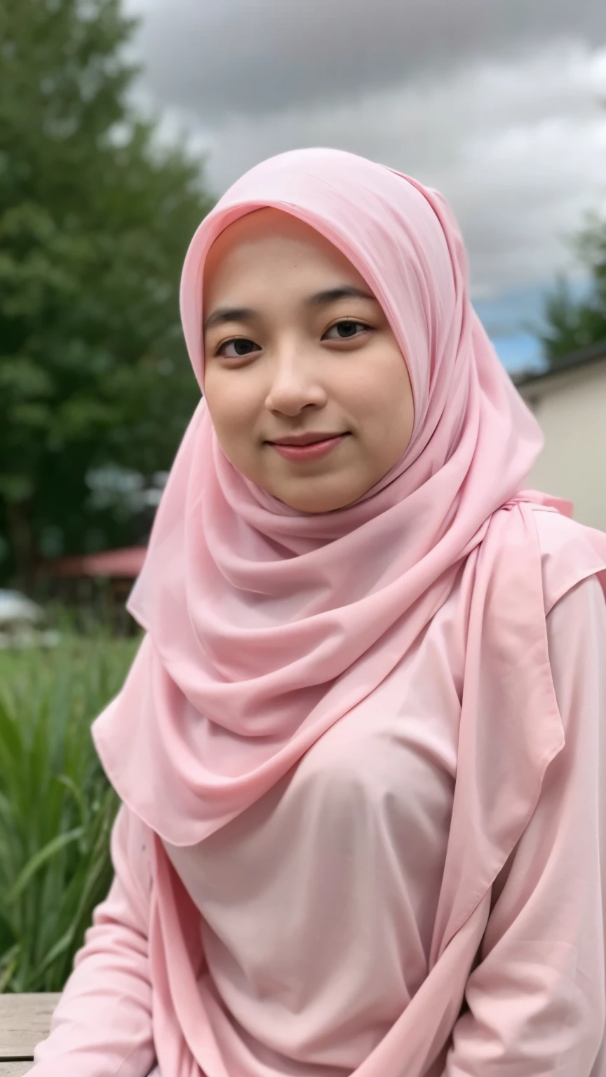 A woman with pink hijab, Realistic, Photorealistic, 8K, Masterpiece, Best Quality, High Definition, Live Action, RAW Photo, Single Woman, Beautiful Body, Big boob, Sexy, naked, NSFW, Married Woman,  
