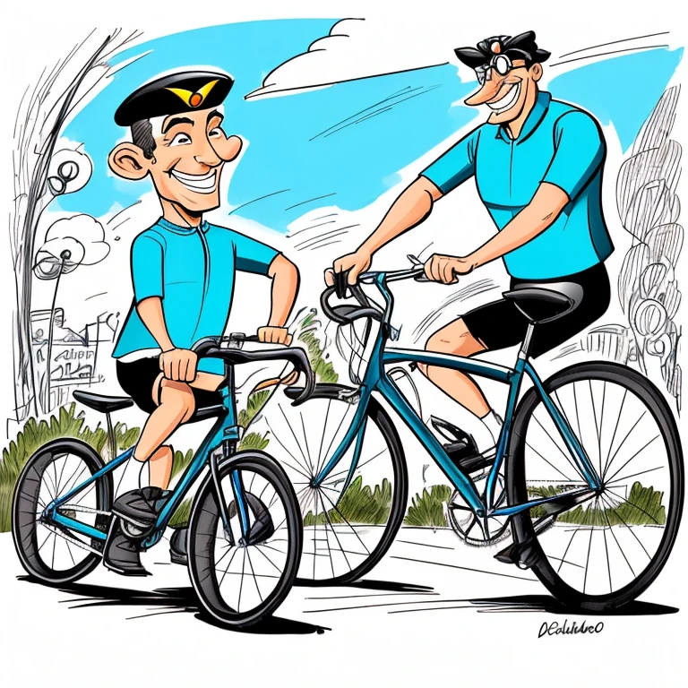 Cartoon of a cycling man with large legs, ((corporal)), big ears, and a small, ((maybe a little naive)), smile.
Caricatura de un hombre en bicicleta con piernas anchas, ((physicist)), oidos grandes, and a small smile.
((detallada)), ((humorous)), ((artistic)), Man sketching a cyclist with large legs, big ears, and a small smile.
((dibujado a mano,)), ((caricatura),)), ((caballero con bicicleta,)), Caricature of a man on a bike with large