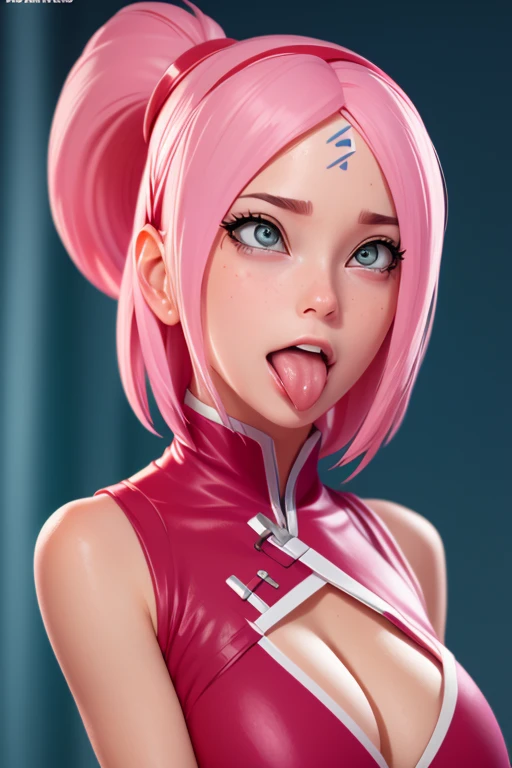 Sakura Haruno (Haruno sakura) - Naruto (Naruto) - COMMISSION Seductive anime woman milf sexy hentai Ahegao is a term in Japanese pornography for an exaggerated facial expression of characters during sex, normalmente com olhos revirados ou cruzados, protruding tongue and slightly reddened face, para representar um orgasmo. The style is often used in manga erotica, animes, e videogames. 
Wikipedia