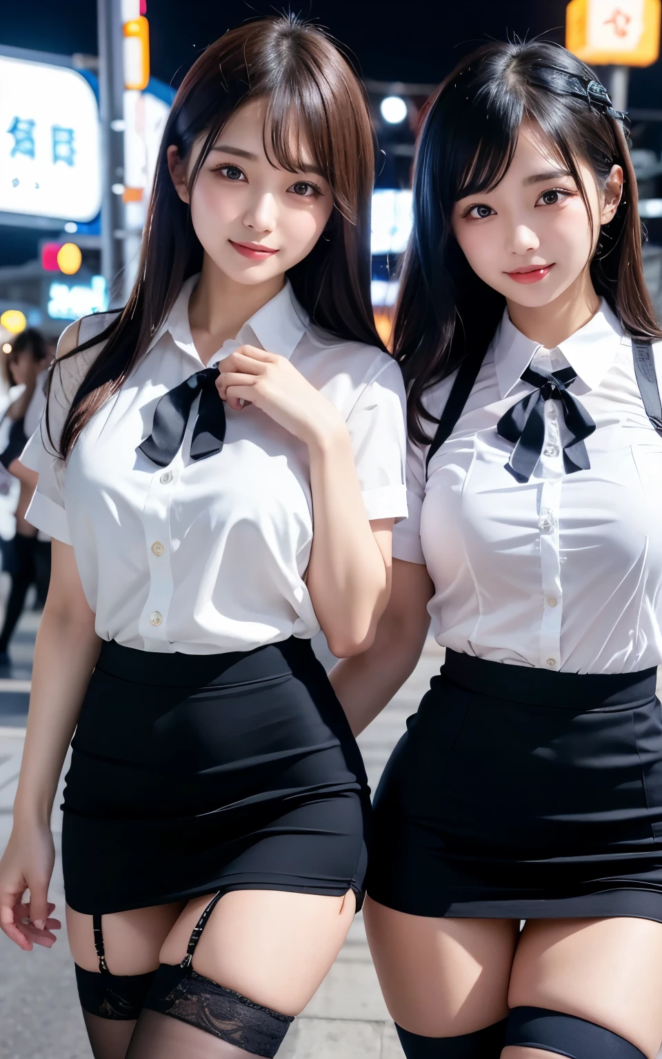 Two 28-year-old women:1.3、naughty thighs、lure、ランダムでlureのポーズ:1.4、Sexy thighs、High angle shot、Center View、Standing in the neon city at midnight、White short sleeve shirt、Two Asian women from Arafee wearing satin shimmies、Upward glance:1.2、lureの表情:1.3、Mid-chest、Breast enlargement、Amazingly cute girl、Japanese women、Wearing lace slip shimmies、Surreal 、Surreal 、 stop temporarily、Esbian all over、Nice skin、Glowing Skin、Nice thighs、Glowing thick knee socks、、Nogizaka Idol、(Japanese high school)、Please invite me in、Inviting Eyes、White blouse、Dark Blue Skirt、Black Stockings:1.4