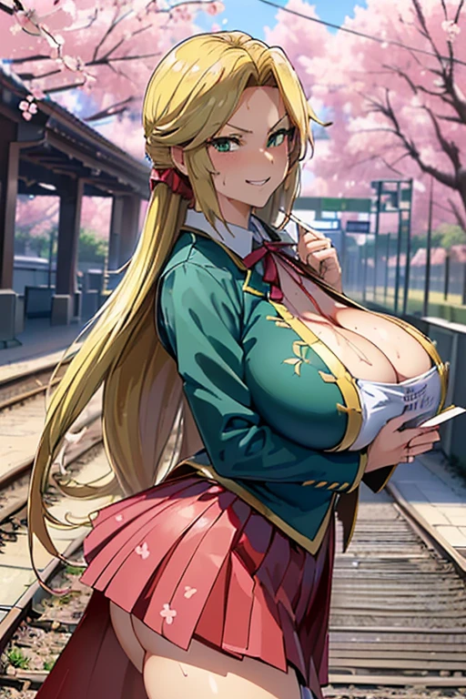 8K(A sloppy smile, the face we are looking for, Mischievous face:1.9)8K(((((handing over a love letter)))))((woman,Huge , (Huge breasts:1.8),Are fat,とても唇が赤いHuge breastsを強調,Big Ass,Narrow waist,Long legs,Green Eyes立っている)) 8k((((Anime Style),(The facial expression is good))))8k(((((Anime Style)Green Eyes)))) 8k((Standing at the station))8k((Waiting for a train at the station))8k((Morning))8k((Beauty))((学生blazer15歳学生服 緑のネクタイ, blazer, Pleated skirt))8k(((spring,cherry blossoms,The wind is blowing,Her skirt is flipped up,cherry blossomsが散っている:1.3))) 8K(((((handing over a love letter))))) 8K(((((handing over a love letter))))) 8K(((((handing over a love letter))))) 8K(((((handing over a love letter))))) 8K(handing over a love letter:1.5)