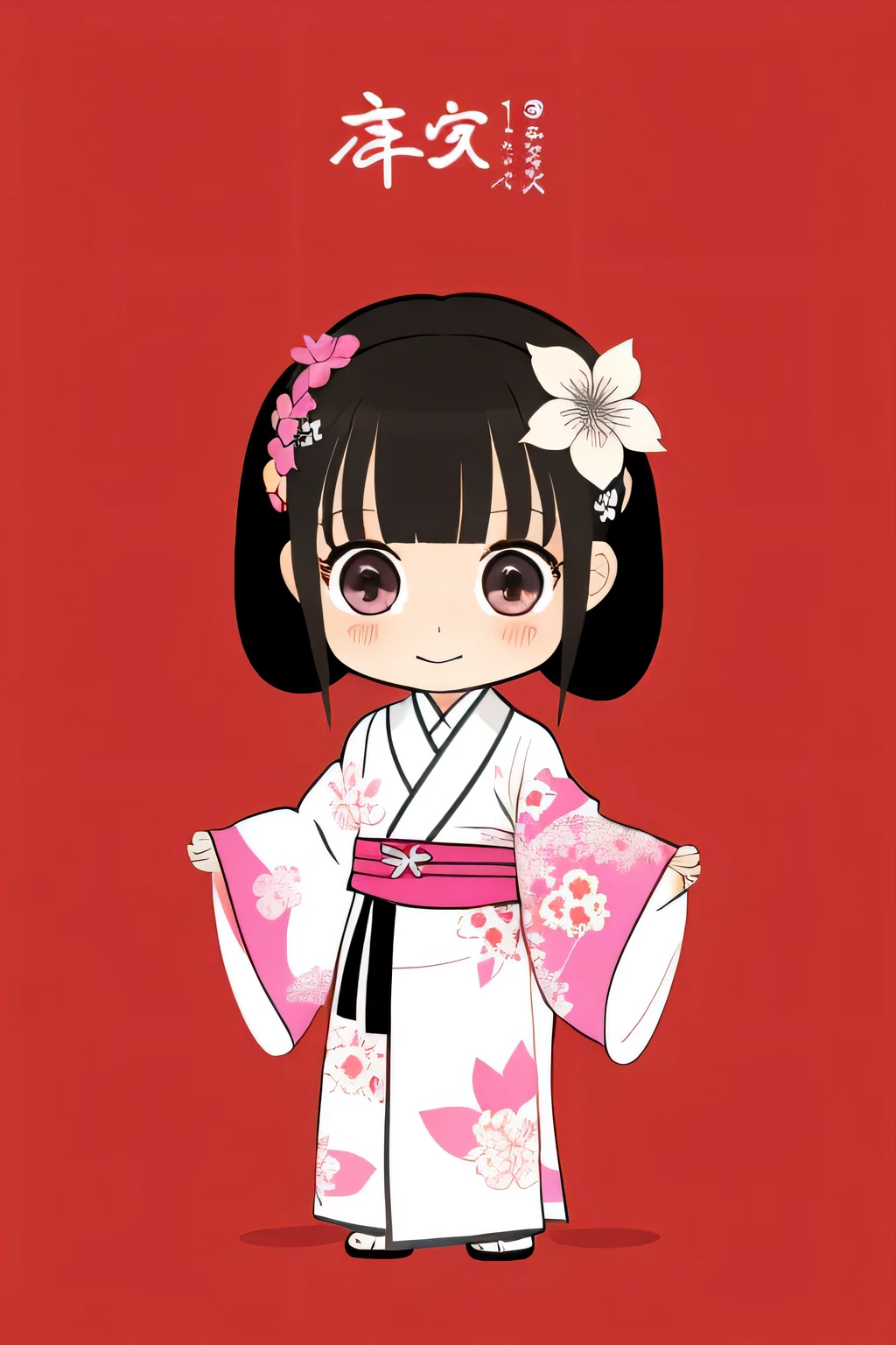 An illustration Chibi Character kimono