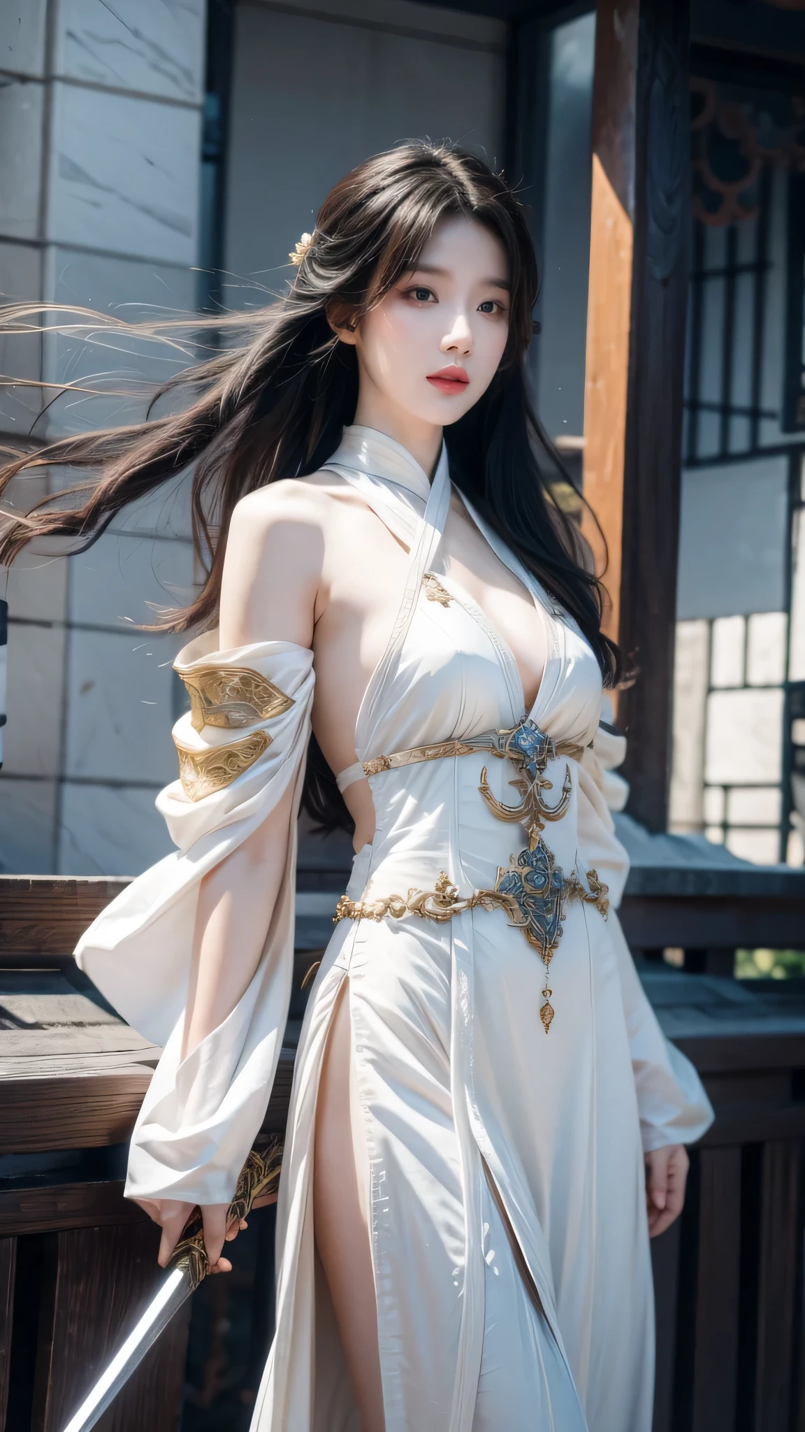 1girls,goddesses,Venus,Delicate and beautiful face,Medium long black hair,flowy,full breast,Convex buttocks,Roman skirt,perfectly proportioned, Detailed clothing details,Temple,arena,wonderland,Cinematic lighting, filmgrain, Fujicolor, light and darkcontrast, 8K, 巨作, Textured skin, Super detail, High detail, High quality, high resolucion, (NSFW)