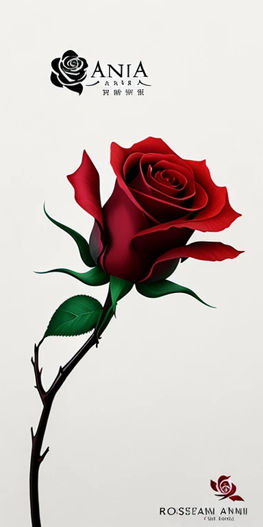 Logo Creation、Line art、highest quality, "Red Rose" ,Ultra Wide Angle,((Very delicate and beautiful)),Black background、On the logo「Anna」write、