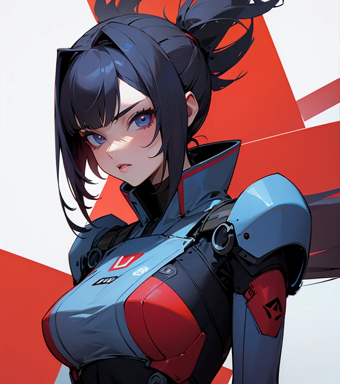 Primary school students ,Young Girl,,Height: 130cm,Character portrait,Simple design,Black hair okata,Hair is black,Red eyes,Shoulder Bare,Ahoge,Kokeshi,Deformation,Mini character,Confused eyes,Pitch Resuit,Perfect Suit,Perfect costume,Yoga Suit,Robot Joint , Robot shoulder,Plug Suit,Spacesuit,Character portrait、whole body,front図,front
