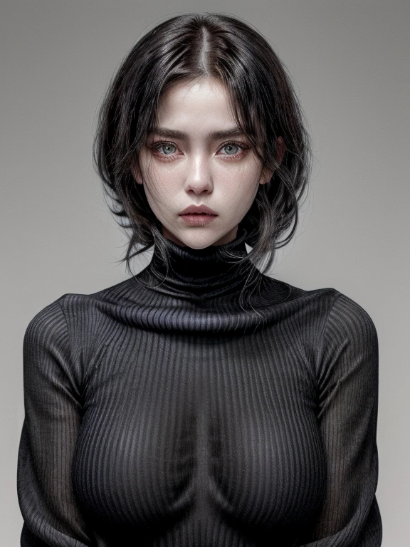 1women,medium chest,black dress,turtle neck